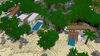 Screenshot of the Minecraft Bedrock Marketplace product Surfer Beach Houses created by Nitric Concepts.