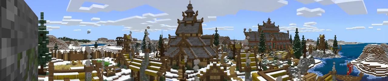 Panorama of the Minecraft Bedrock Marketplace product Viking Village created by Nitric Concepts.