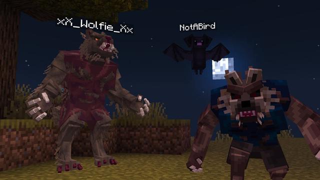 Screenshot of the Minecraft Bedrock Marketplace product Werewolf & Vampire Morph Add-On created by Nitric Concepts.