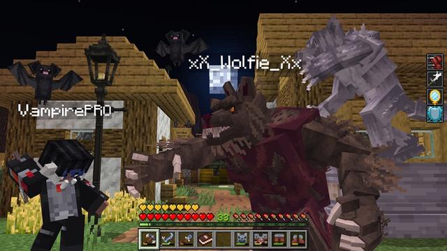 Screenshot of the Minecraft Bedrock Marketplace product Werewolf & Vampire Morph Add-On created by Nitric Concepts.