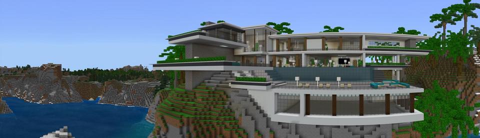 Panorama of the Minecraft Bedrock Marketplace product West Coast Mansion created by Nitric Concepts.