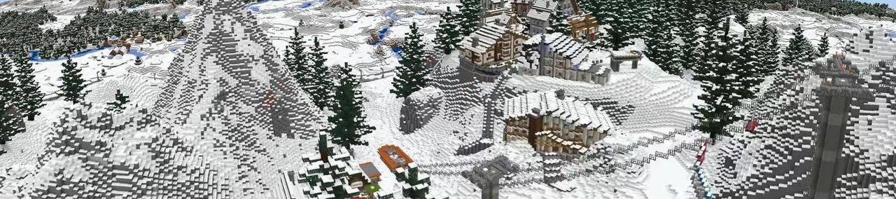 Panorama of the Minecraft Bedrock Marketplace product Winter City Resort created by Nitric Concepts.