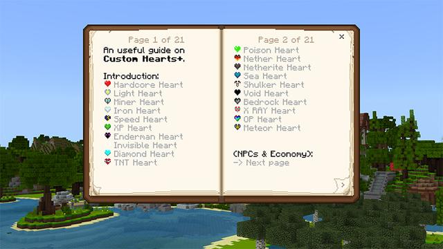 Screenshot of the Minecraft Bedrock Marketplace product Custom Hearts+ created by Norvale.