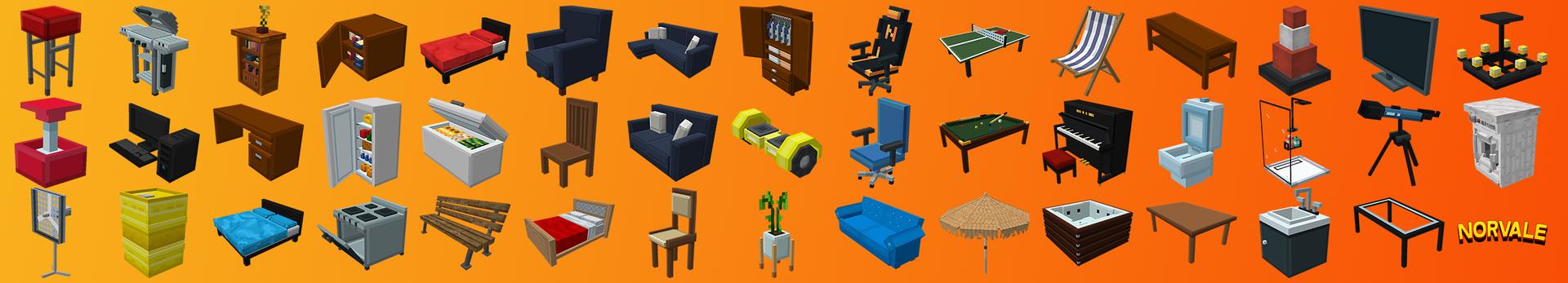 Panorama of the Minecraft Bedrock Marketplace product Furniture: Modern Living created by Norvale.