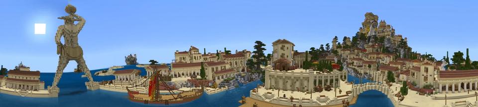 Panorama of the Minecraft Bedrock Marketplace product Greek Odyssey created by Norvale.