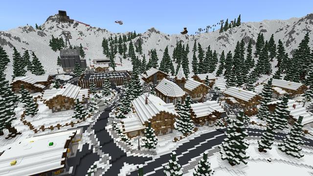 Screenshot of the Minecraft Bedrock Marketplace product Lucky Blocks - Ski Resort created by Norvale.