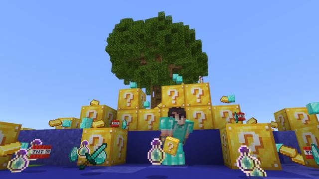 Screenshot of the Minecraft Bedrock Marketplace product Lucky Skyblock: Colors created by Norvale.