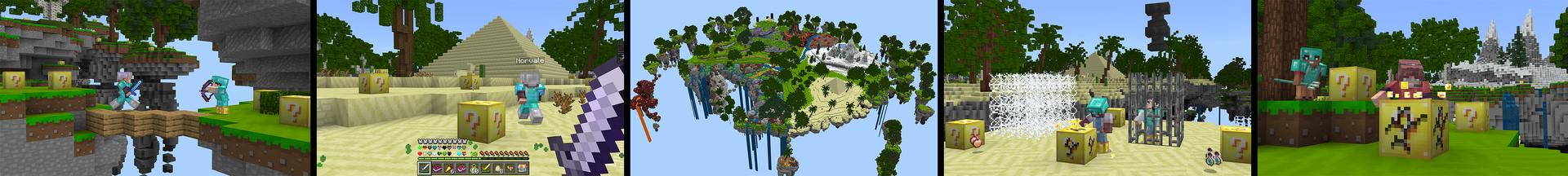 Panorama of the Minecraft Bedrock Marketplace product Lucky Skyblock + Custom Hearts created by Norvale.