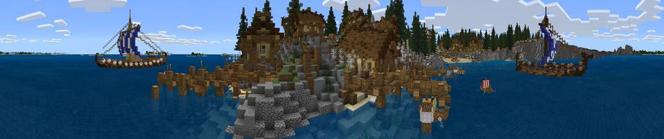 Panorama of the Minecraft Bedrock Marketplace product Viking Adventure created by Norvale.