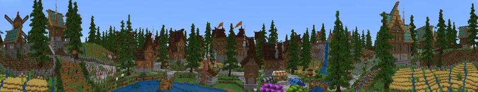 Panorama of the Minecraft Bedrock Marketplace product Woodland Village created by Norvale.