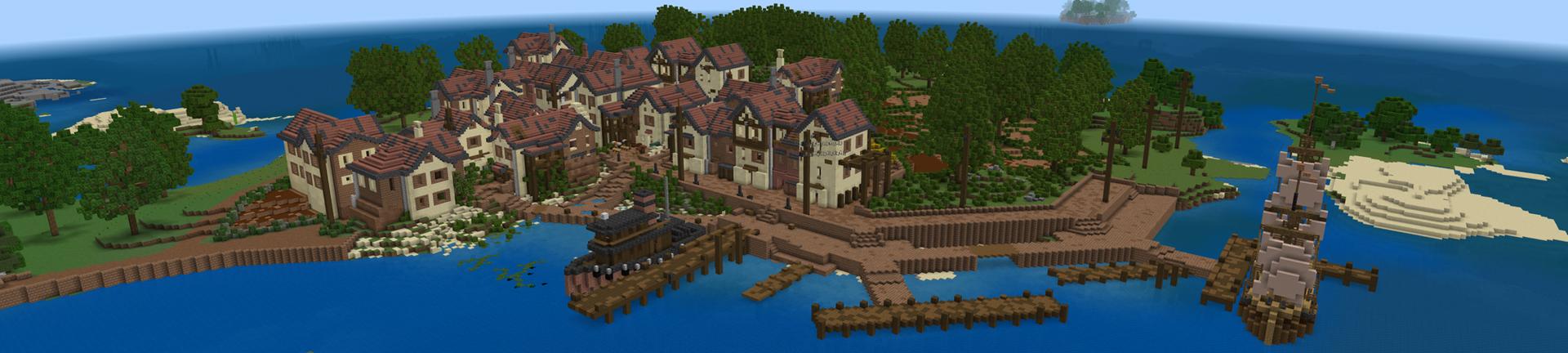 Panorama of the Minecraft Bedrock Marketplace product Harbour Survival created by Novasoft.