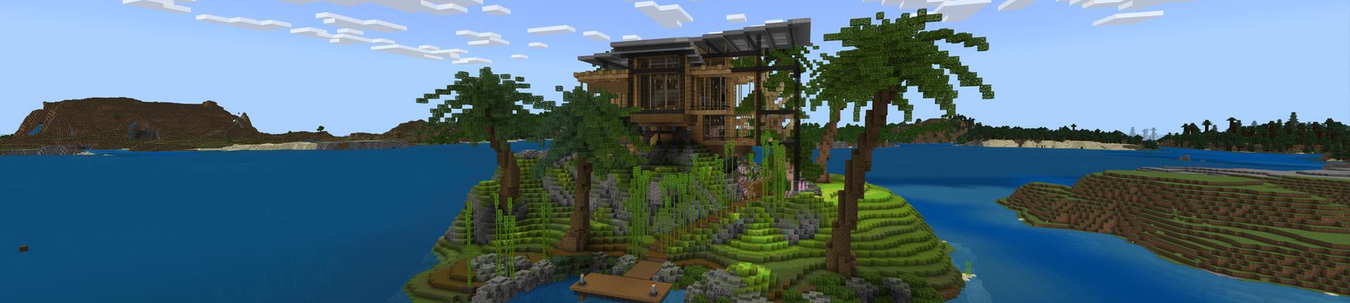 Panorama of the Minecraft Bedrock Marketplace product TROPICAL MANSION created by Novasoft.
