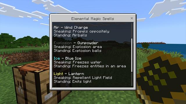 Screenshot of the Minecraft Bedrock Marketplace product WANDS created by Novasoft.