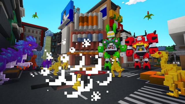 Screenshot of the Minecraft Bedrock Marketplace product DestructoBot vs Dinosaurs created by Noxcrew.