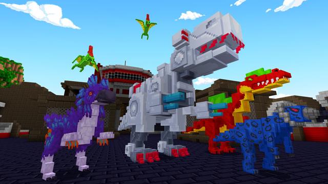Screenshot of the Minecraft Bedrock Marketplace product DestructoBot vs Dinosaurs created by Noxcrew.