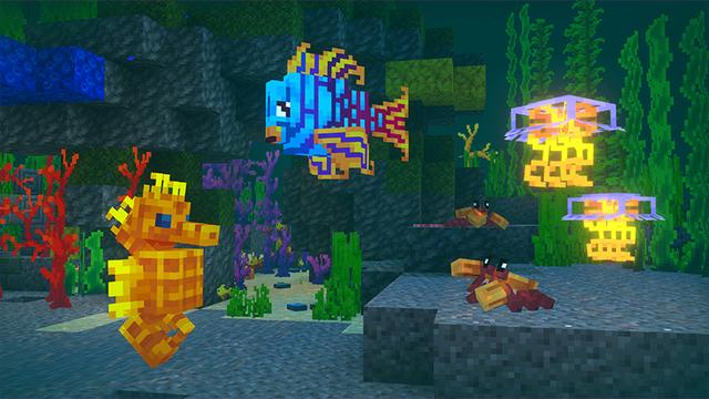 Screenshot of the Minecraft Bedrock Marketplace product Mermaid Life Add-On created by Noxcrew.