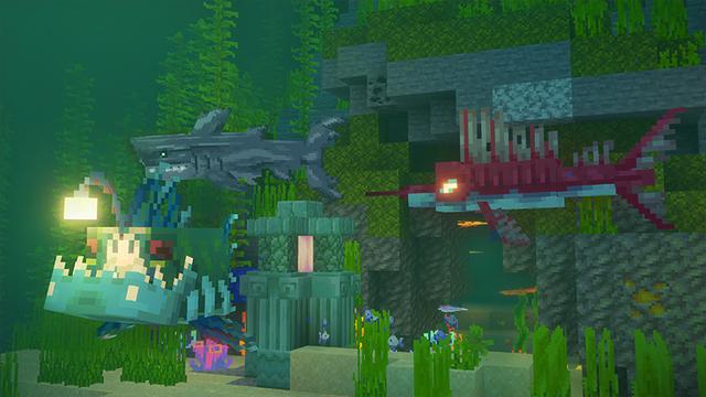 Screenshot of the Minecraft Bedrock Marketplace product Mermaid Life Add-On created by Noxcrew.