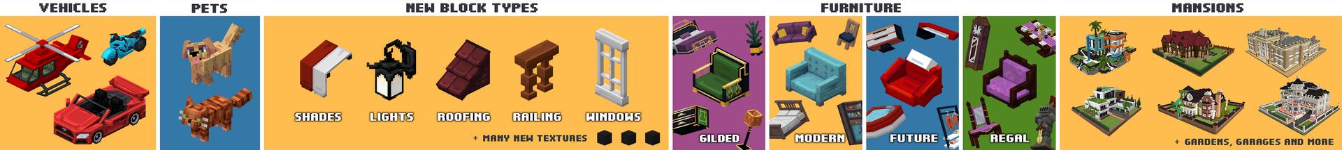 Panorama of the Minecraft Bedrock Marketplace product Millionaire Mansions Add-On created by Noxcrew.