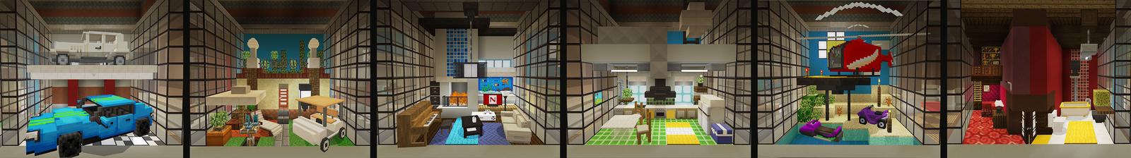 Panorama of the Minecraft Bedrock Marketplace product Millionaire Mansions created by Noxcrew.