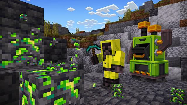 Screenshot of the Minecraft Bedrock Marketplace product Uranium Ore created by Noxcrew.