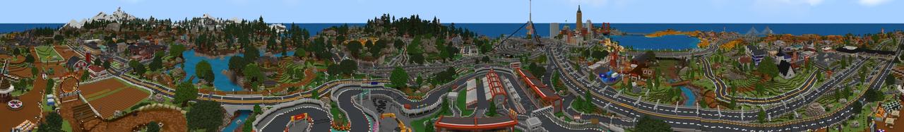 Panorama of the Minecraft Bedrock Marketplace product World of Cars created by Noxcrew.