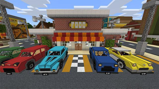 Screenshot of the Minecraft Bedrock Marketplace product City Car Dealership created by Octovon.