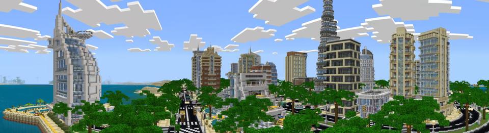 Panorama of the Minecraft Bedrock Marketplace product Cityscapes Dubai created by Octovon.