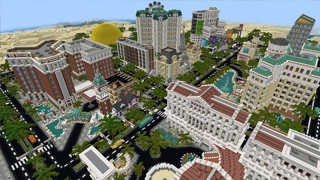 Screenshot of the Minecraft Bedrock Marketplace product Cityscapes Las Vegas created by Octovon.