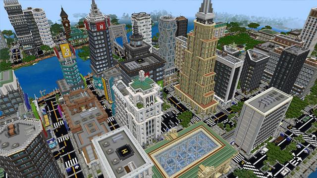 Screenshot of the Minecraft Bedrock Marketplace product Cityscapes New York City created by Octovon.