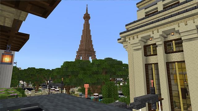 Screenshot of the Minecraft Bedrock Marketplace product Cityscapes Paris created by Octovon.