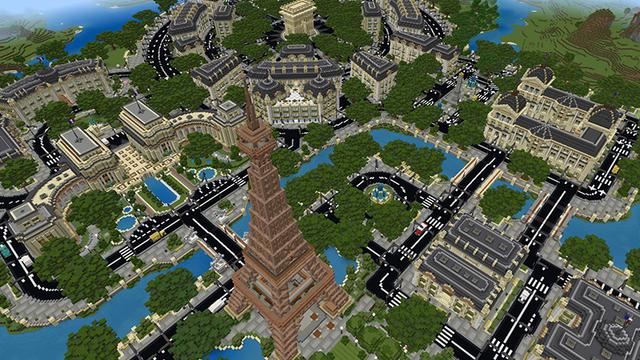 Screenshot of the Minecraft Bedrock Marketplace product Cityscapes Paris created by Octovon.