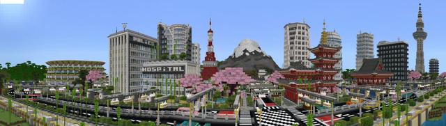 Panorama of the Minecraft Bedrock Marketplace product Cityscapes Tokyo created by Octovon.