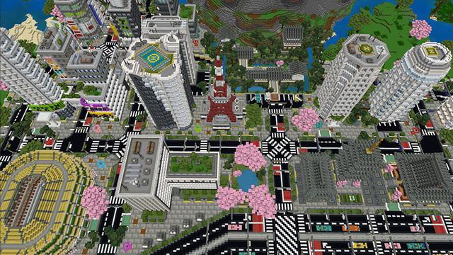 Screenshot of the Minecraft Bedrock Marketplace product Cityscapes Tokyo created by Octovon.