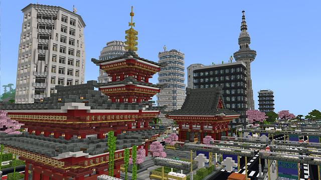 Screenshot of the Minecraft Bedrock Marketplace product Cityscapes Tokyo created by Octovon.