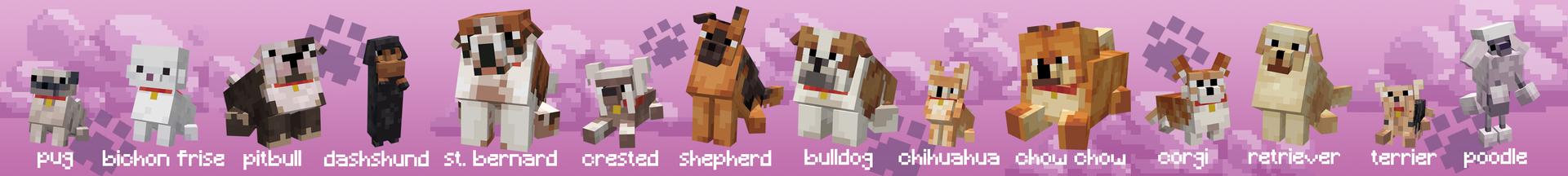 Panorama of the Minecraft Bedrock Marketplace product Cute Dogs Add-On created by Octovon.