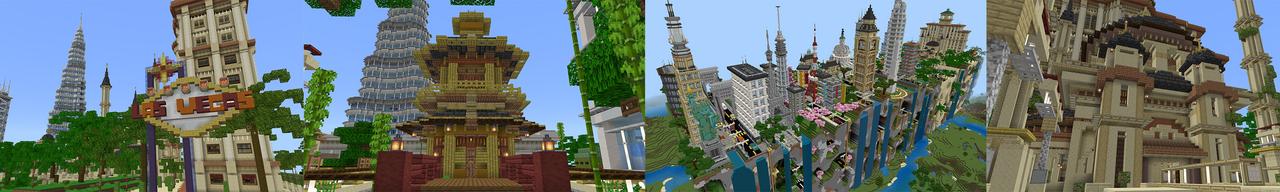 Panorama of the Minecraft Bedrock Marketplace product Farlands Cities created by Octovon.
