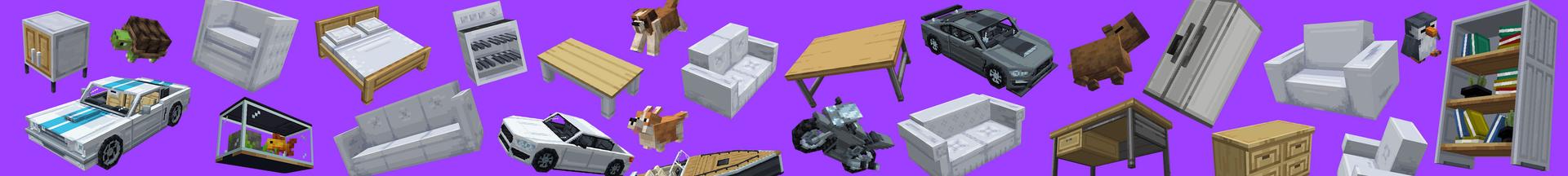Panorama of the Minecraft Bedrock Marketplace product FURNITURE+ created by Octovon.
