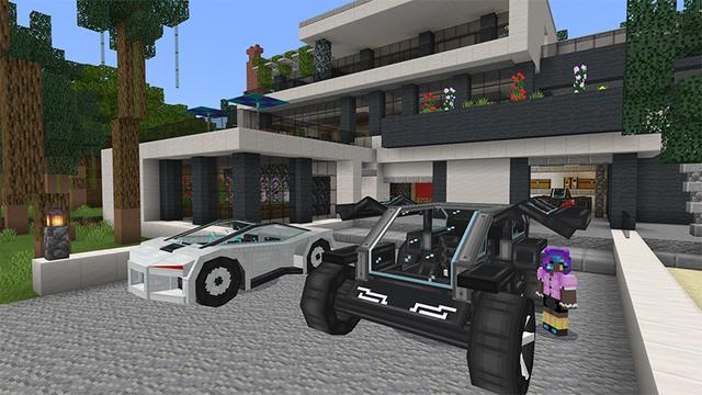 Screenshot of the Minecraft Bedrock Marketplace product Futuristic Car Dealership created by Octovon.