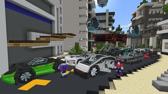 Screenshot of the Minecraft Bedrock Marketplace product Futuristic Car Dealership created by Octovon.