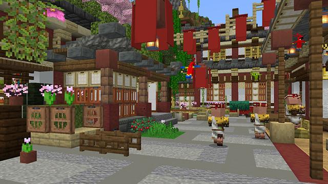 Screenshot of the Minecraft Bedrock Marketplace product Mountain Settlement created by Octovon.