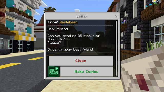 Screenshot of the Minecraft Bedrock Marketplace product Shipping Services Add-On created by Octovon.