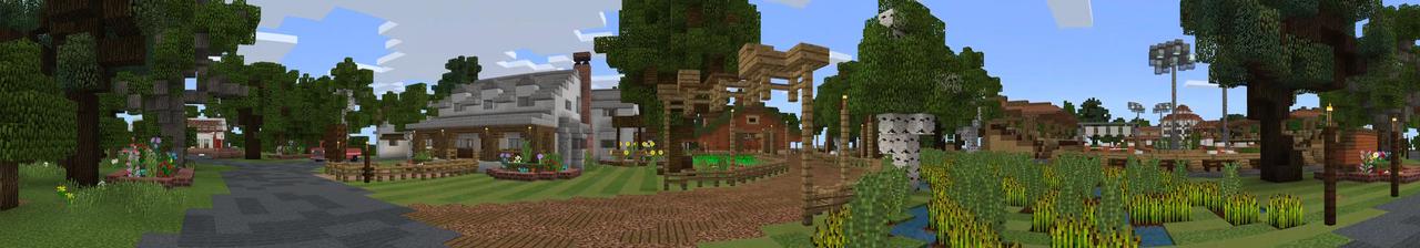 Panorama of the Minecraft Bedrock Marketplace product Stonecreek Stables created by Octovon.