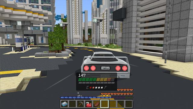 Screenshot of the Minecraft Bedrock Marketplace product Super Cars Add-On created by Octovon.