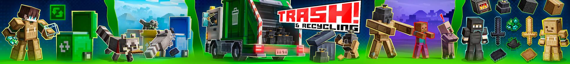 Panorama of the Minecraft Bedrock Marketplace product Trash & Recycling Add-On created by Octovon.