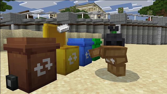 Screenshot of the Minecraft Bedrock Marketplace product Trash & Recycling Add-On created by Octovon.