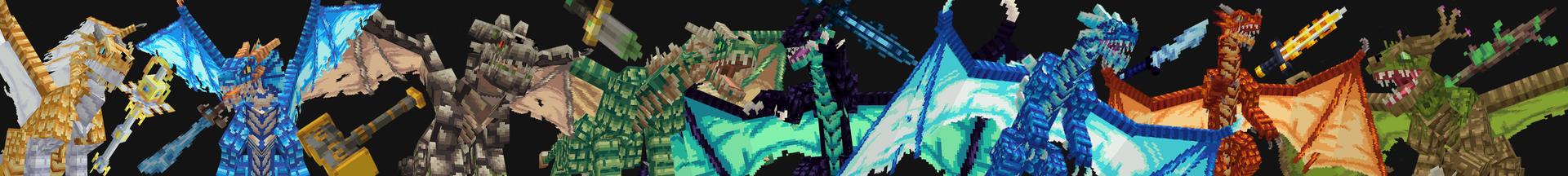 Panorama of the Minecraft Bedrock Marketplace product WEAPONS + DRAGONS created by Octovon.
