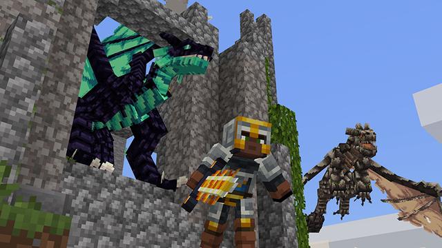 Screenshot of the Minecraft Bedrock Marketplace product WEAPONS + DRAGONS created by Octovon.