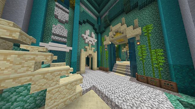 Screenshot of the Minecraft Bedrock Marketplace product Axolotl Temple created by Odyssey Builds.
