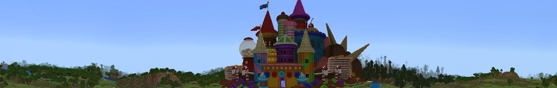 Panorama of the Minecraft Bedrock Marketplace product Candy Castle created by Odyssey Builds.