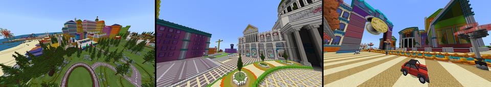 Panorama of the Minecraft Bedrock Marketplace product Color City Mashup created by Odyssey Builds.